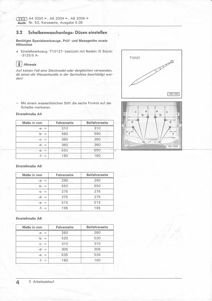 [8P] Scheibenwaschanlage: Düsen richtig einstellen - Allgemeine Fragen ...